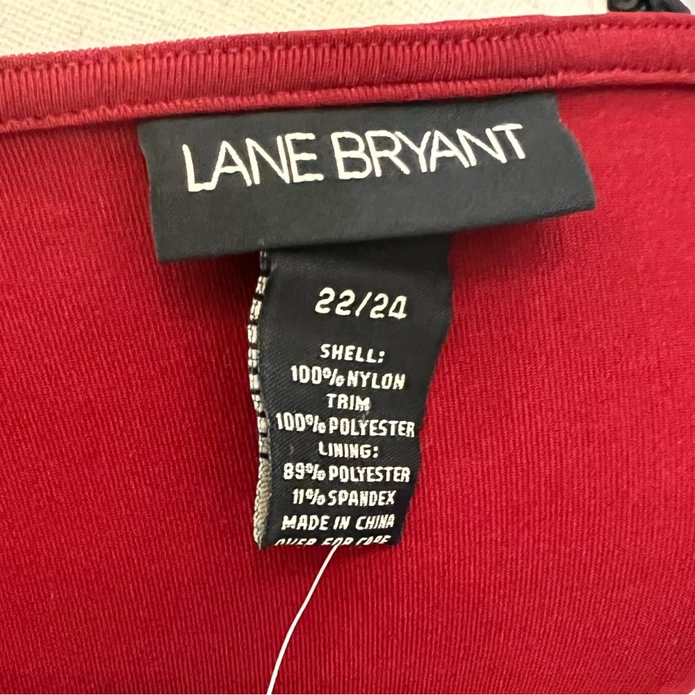 Lane Bryant Red Beaded Lace Sheer Long Sleeve Top - Picture 5 of 6